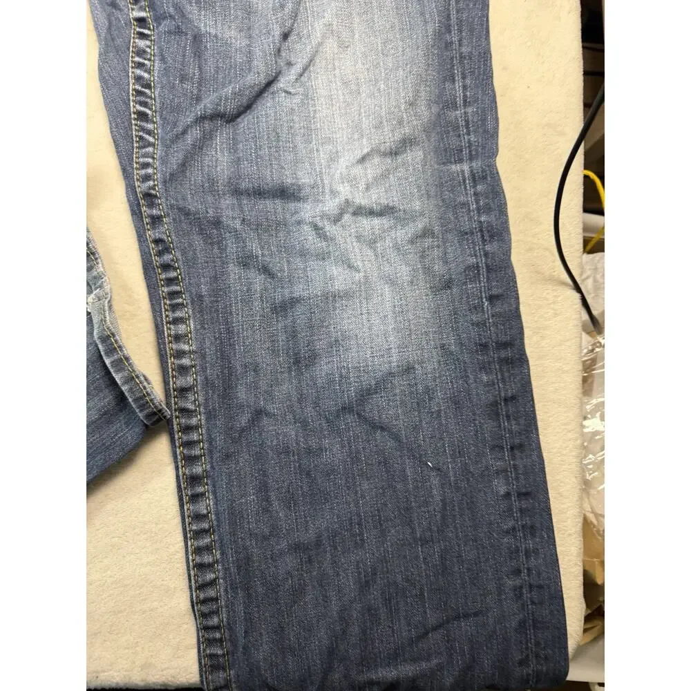 True Religion Mens Jeans Size 44 Blue Denim Straight Leg Distressed Y2K